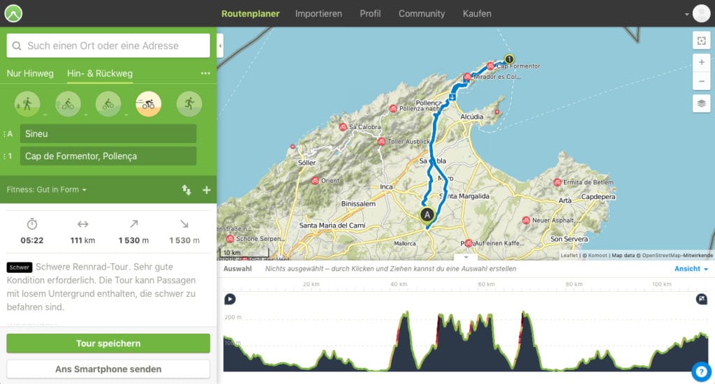 Routenplanung mit Kommod im Trainingslager Mallorca